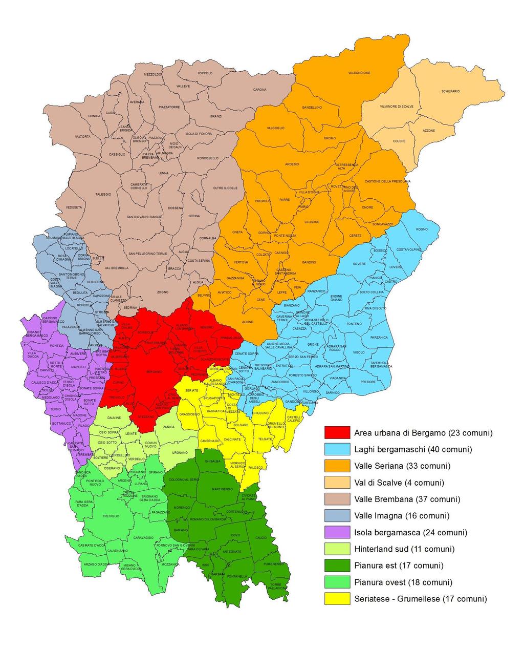 SUDDIVISIONE DEL TERRITORIO PROVINCIALE IN ZONE OMOGENEE (ART. 6 STATUTO PROVINCIALE) FIGURA N. 10 In attuazione a quanto previsto dall art.