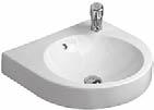 sanitari DUR ARCHITEC 0109307 2 Lavabo senza troppopieno, con foro diaframmato per rubinetteria a sx e foro diaframmato per dispenser portasapone a dx, senza troppopieno cm 57,5 x 52 Bianco 09580000