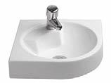 con troppopieno cm 57,5 x 52 Bianco 050580000 369,800 0109202 1 Piletta Stop&Go Cromo 0050521000 73,511 0109292 2 Lavabo d angolo senza troppopieno, monoforo, con foro diaframmato per dispenser