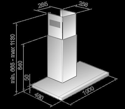 preinstallato Livello di emissioni acustiche: 66 dba Dimensioni prodotto (LxPxH): cm 90x38,7xmin46,6max149 Design wall chimney hood Elegant STAINLESS STEEL