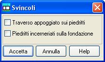 Se il livello di falda è superiore all altezza dello scatolare, si avrà un incremento di pressione in calotta. 5.8 Elenco vincoli Allo finestra Vincoli si accede dall'omonima voce del menu Dati.