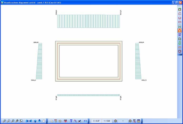 SCAT 10.0 Strutture Scatolari 12.7.6 Visualizzazione carichi elementi Cliccando sul bottone vengono visualizzati i diagrammi di carico agenti su rutti gli elementi dello scatolare.