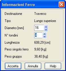 Aztec Informatica Scelta la sagoma del nuovo ferro cliccando sul relativo bottone, occorre inserire: - numero tondini; - diametro; 13.