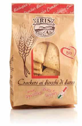 Crackers e Gallette Bio Organic Crackers and Cereal Cakes La gamma dei prodotti Iris racchiude due tipologie di referenze da forno salate, prodotte con materie prime italiane biologiche.