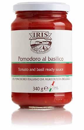 Pomodori Trasformati e Sughi Pronti Bio Organic Processed Tomatoes and Tomato Ready Sauces La gamma delle referenze al pomodoro Iris è ottenuta da pomodori coltivati in Italia, lavorati e certificati