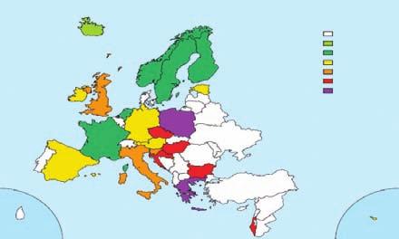 No data <1% 1-5% 5-10% 10-25% 25-50% >50 LU MT Figura 2 - Ceppi di Klebsiella pneumoniae resistenti alle cefalosporine di III generazione EARSS 2005.