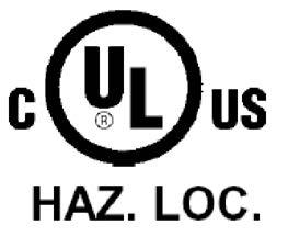 142 (apparecchiature di controllo del processo) culus HAZ.LOC. Underwriters Laboratories Inc. soddisfatto UL 1604 (Hazardous Location) CSA C22.2 No. 213 (Hazardous Location) APPROVED for Use in: Cl.