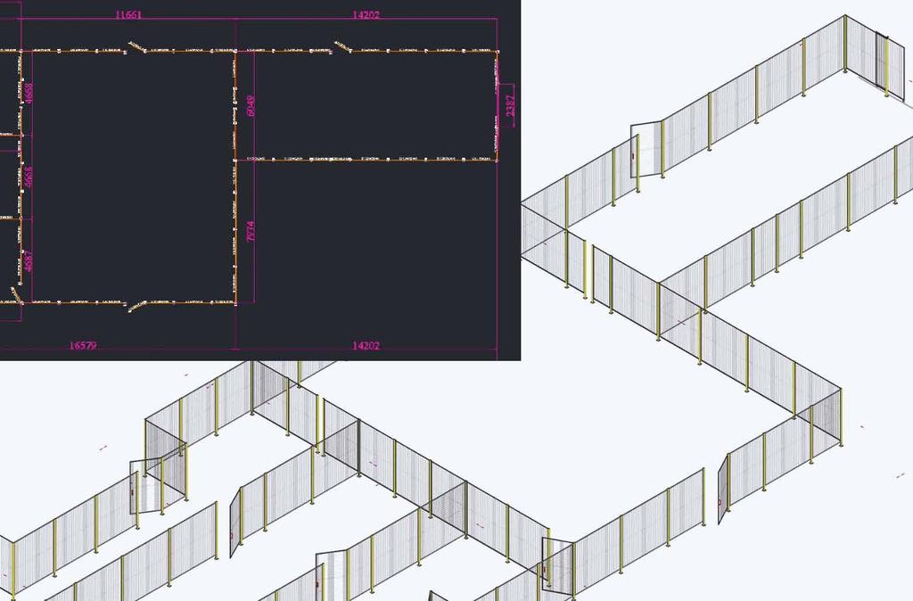 trali modulari; pensati, studiati, progettati e realizzati per rispondere alle nuove esigenze in termini di sicurezza interna aziendale e sicurezza macchine, secondo le nuove direttive Filsystem con