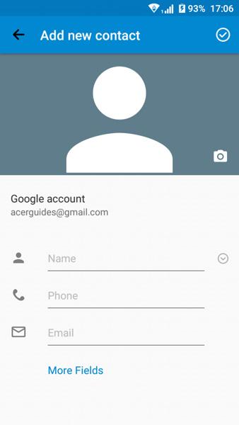 Se non sono presenti contatti salvati nel telefono, è possibile importare i contatti dell'account Google, aggiungere un nuovo contatto o importare i contatti dalla scheda SIM o SD.