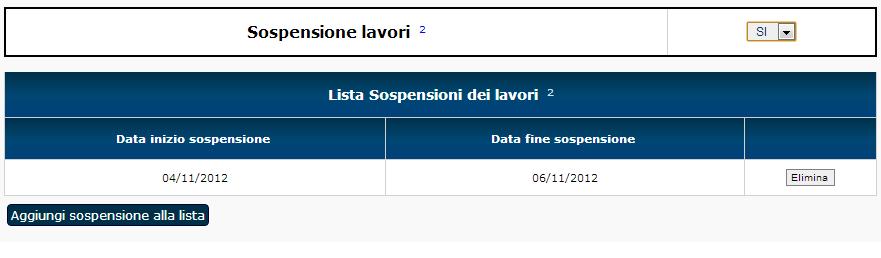 L utente, specificate le date di inizio e fine sospensione, può confermare l operazione (clic sul pulsante