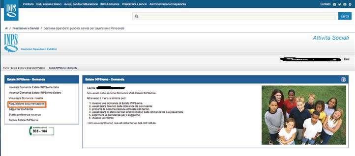 telefonaci allo 0541 1741120 inps@salescuolaviaggi.com www.salescuolaviaggi.com F) Ora cliccare su ACQUISIZIONE DOCUMENTAZIONE.
