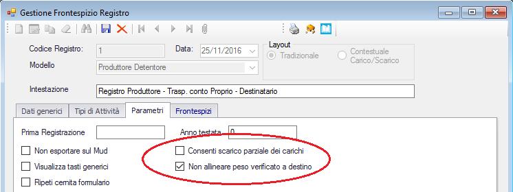 CASO 1 PRODUTTORE NON ALLINEARE I PESI e scarichi parziali non attivi (consigliato).