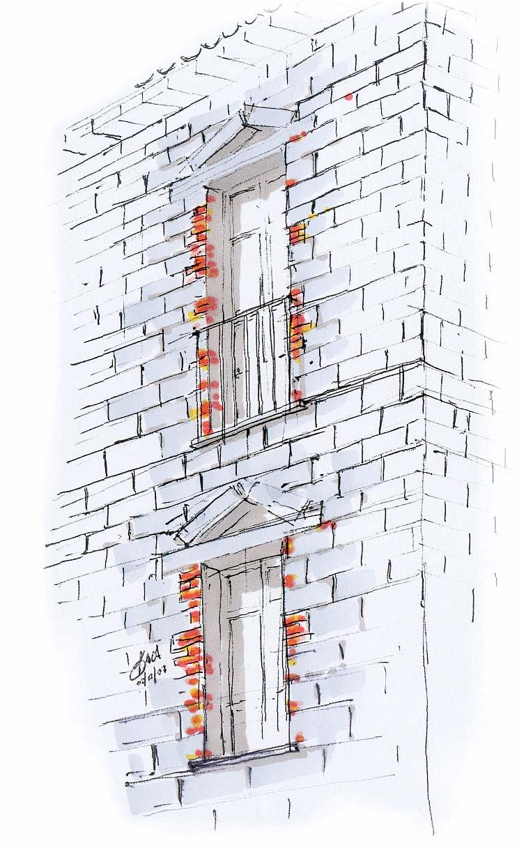 18.2.1.4 chiusure verticali del tipo edilizio a palattu 4) finestrella di scarico architrave costituita da un monolite in granito infisso in legno con scurini interni stipiti in mattoni pieni