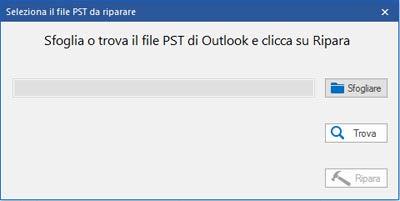 Per selezionare un file PST, clicca sul tasto Seleziona la casella postale Outlook. Apparirà la finestra di dialogo Seleziona il file PST da riparare.