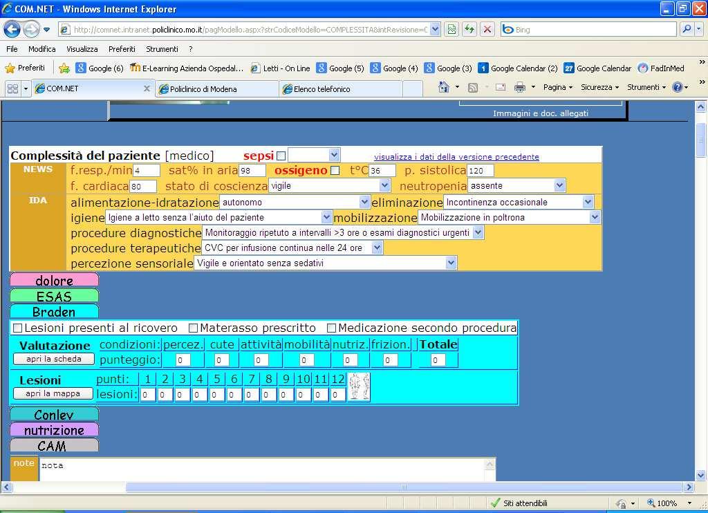 Riorganizzazione per intensità di cura e per processi assistenziali: