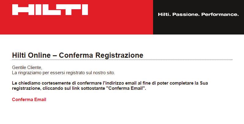 Conferma la registrazione cliccando su Conferma mail Sarai