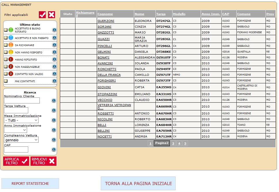 Lista Clienti I Clienti sono ordinati in funzione di uno Score che posiziona in alto i contatti più promettenti.