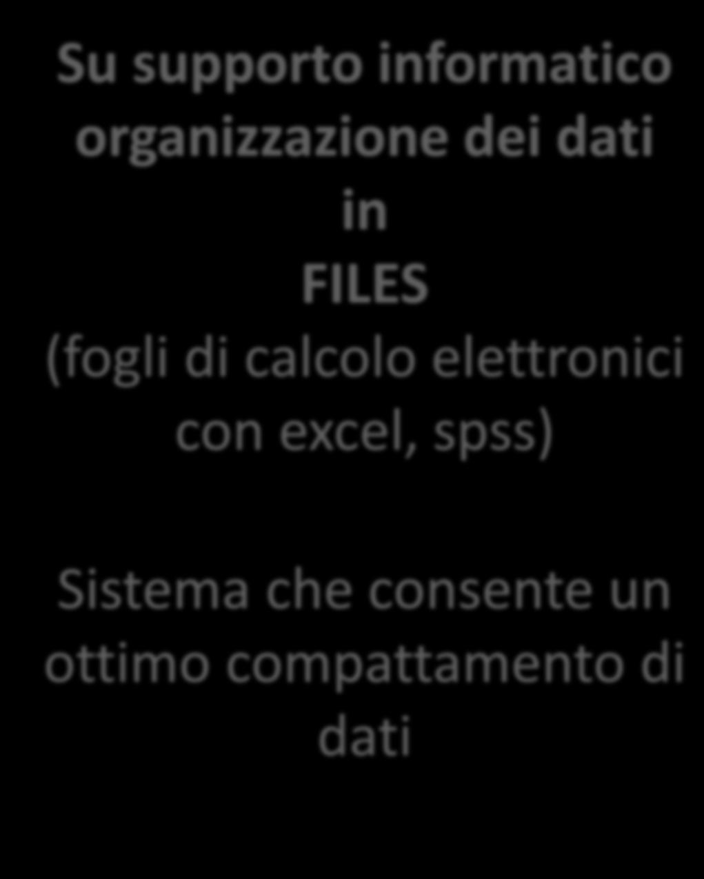 tabellone deve essere letto dall occhio umano Su supporto informatico organizzazione dei dati in