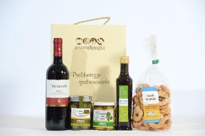 bauletti prodotti tipici pugliesi Bauletto Tancredi COD. BPT001 (6 pezzi) Vino Vignuolo rosso d.o.c. cl. 75 Olio extra vergine di oliva Tesoro di Puglia cl.