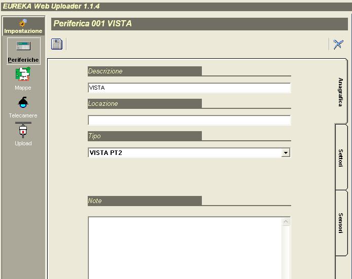 IMPOSTAZIONE DELLA CENTRALE Un volta impostato l EurekaWeb corrente è possibile configurare