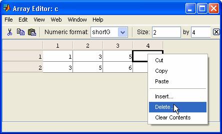 MATLAB mette a disposizione un editor (Array Editor), un interfaccia grafica