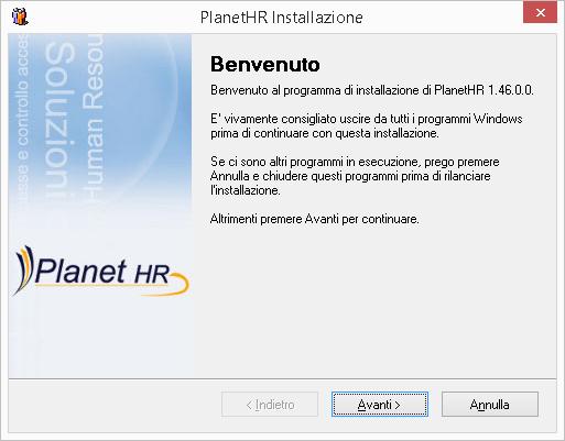 Planet HR: note per l aggiornamento e l installazione (Pagina 4:9) Guida all installazione Il programma di installazione di Planet HR guida l utente in tutte le fasi della procedura, sia in caso di