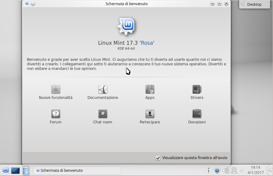 Insomma Vale la pena provare o no? Linux Mint 17.3 Linux Mint: la schermata principale del desktop Ecco come si presenta Linux Mint 17.3 dopo l installazione.