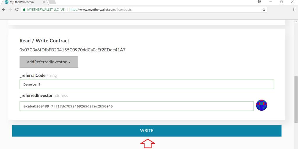 Step 10: Scrivi il contratto Per scrivere il contratto clicca sul bottone Write