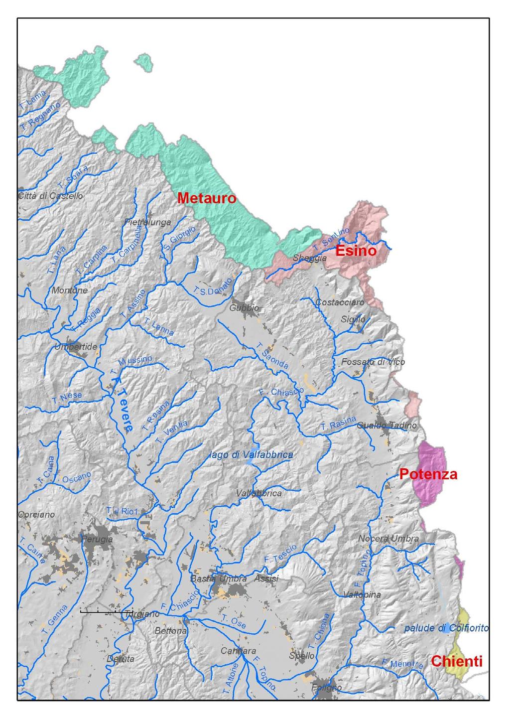Fig. 21 - Bacini dei fiumi marchigiani