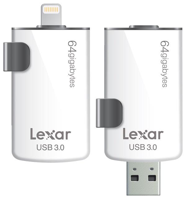 L'unità Lexar JumpDrive M20i dispone di un connettore Lightning e di uno di tipo USB 3.0, semplificando il download dei file in movimento, senza bisogno di ricarica o batteria e nemmenodella rete.