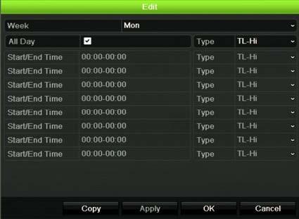 Capitolo 12: Registrazione Definizione di una programmazione nel menu Modifica Impostazione di una registrazione pianificata giornaliera: 1.