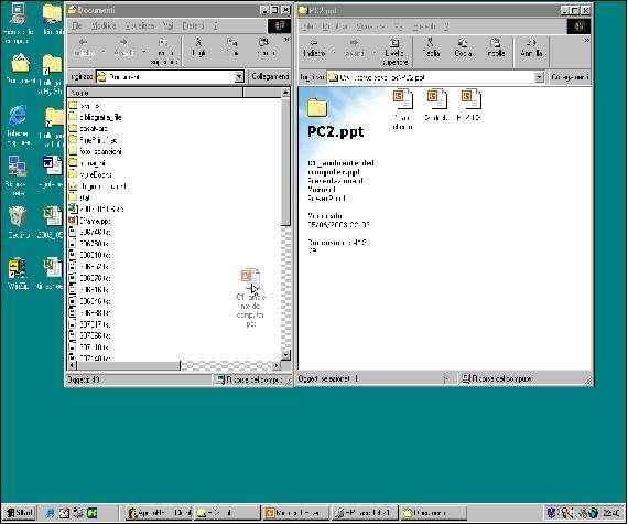 Spostare file e cartelle II Oppure 1 aprire la cartella sorgente e la cartella destinazione in due finestre 2 selezionare nella