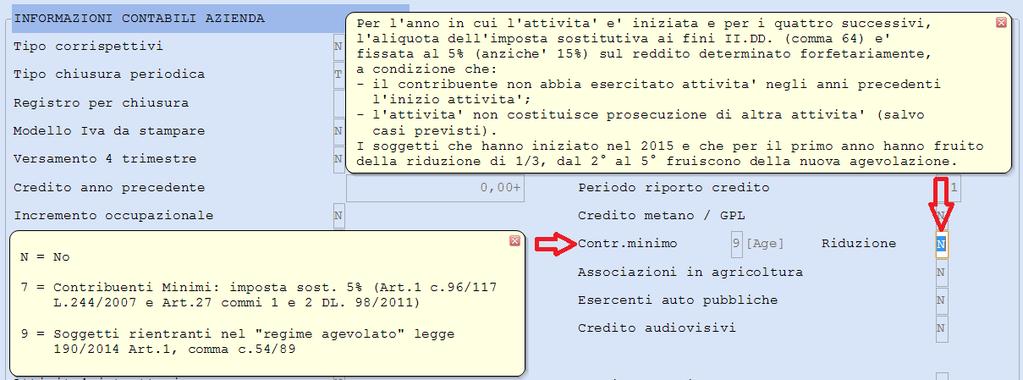 Nel campo <Riduzione> è possibile indicare l'applicazione della riduzione di 1/3 del reddito per i soggetti che rispettino i requisiti previsti.