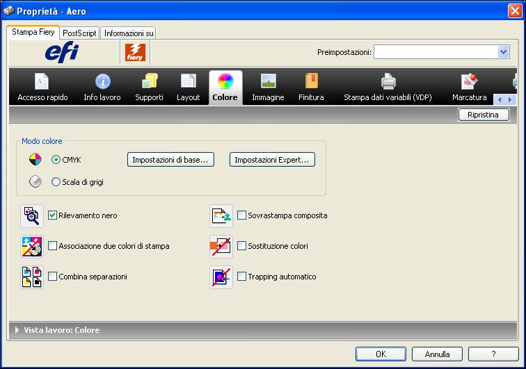 STAMPA DA WINDOWS 64 7 Immettere le istruzioni per il lavoro indirizzate all operatore nel campo Istruzioni.