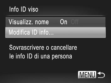 Cancellazione delle informazioni su ID viso 158 Visualizzare le singole immagini del gruppo. Premendo i pulsanti qr o ruotando la ghiera 5, verranno visualizzate solo le immagini del gruppo.