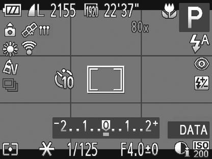 Informazioni visualizzate sullo schermo Scatto (Visualizzazione informazioni) Livello della batteria (pag. 231) Orientamento fotocamera * Bilanciamento del bianco (pag. 124) My Colors (pag.