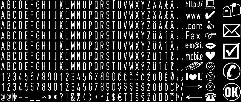 righe di testo 5 numero massimo di caratteri per riga 21 set di caratteri TS 35 / 3.5 mm ò ðïñ A E/Pocketstamp20 14 x 38 mm numero max.