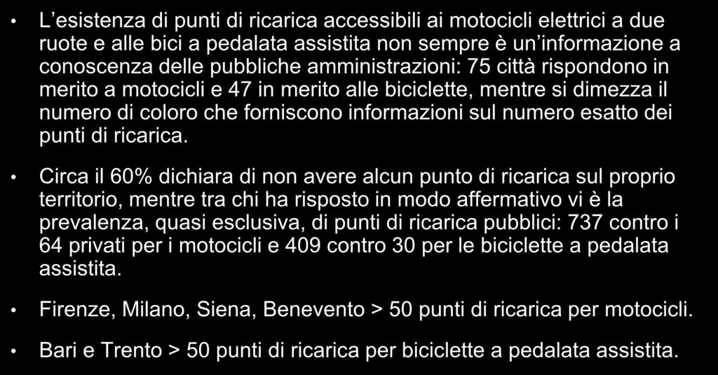 Ricarica veicoli elettrici L esistenza di punti di ricarica accessibili ai motocicli elettrici a due ruote e alle bici a pedalata assistita non sempre è un informazione a conoscenza delle pubbliche