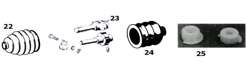 7 Boccola asta frizione 8 Paraolio cambio lato motore 9 Manicotto di guida 10 Cuscinetto reggispinta (vedi pag. a fianco) 11 Spingidisco (vedi pag. a fianco) 12 Disco (vedi pag.