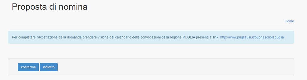 proposta di nomina selezionare il pulsante Accetta nomina Viene proposta una maschera dove è necessario dichiarare di aver preso visione del