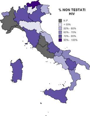 REPORT NAZIONALE SINTESI Le realtà territoriali con minor ricorso a test HCV sono: Provincia autonoma di Bolzano 100%, Umbria 95%, Lombardia 91%, Toscana, Abruzzo e Valle d Aosta 90%.