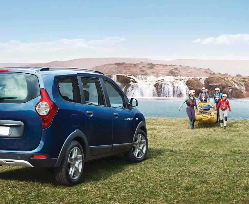 Goditi la vita con stile Con Dacia Lodgy Stepway è amore a prima vista, con in più tutto il bello della filosofia Dacia. Nuova la calandra e profilo cromato per il bagagliaio, nuovi cerchi Flexwheel.