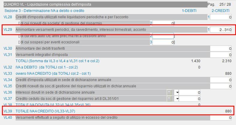 Nel quadro VL al rigo Ammontare dei versamenti periodici dovrà essere sommato all importo riportato anche il versamento effettuato da ravvedimento.