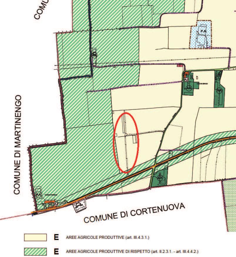 Inquadramento urbanistico L area in variante è individuata, nel PGT approvato, all interno del Piano delle Regole come Area E Aree agricole produttive e per una piccola porzione in Area E Aree