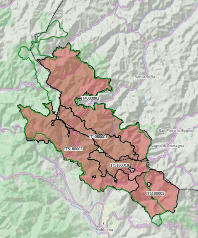 Il territorio di progetto 5 Siti di interesse comunitario 1 Parco