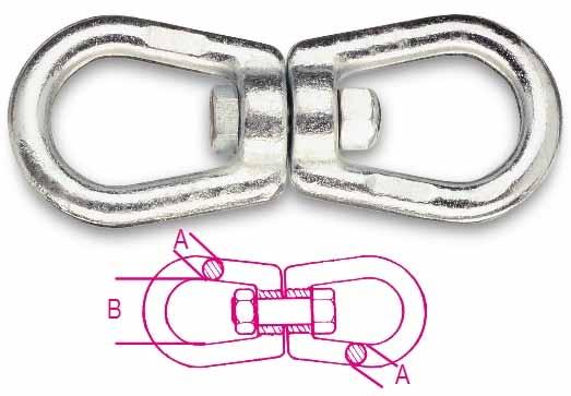 ACCESSORI PER FUNI E SOLLEVAMENTO Tornichetti tipo Sicilia zincati 8116 Codice A B WFL mm mm Kg 081160006 6 23 140 081160008 8 30 250 081160010 10 38 300 081160012 12 42