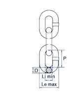 ACCESSORI GRADO 80 CATENA SECONDO NORMA EN 818-2 Codice Catena Toll. P Toll. Li LE Peso WLL MPF BF F min mm inch mm mm mm mm mm Kg/m Kg kn kn mm C818206 6 1/4 ± 0,24 18 ± 0,5 7,8 22,2 0,8 1.