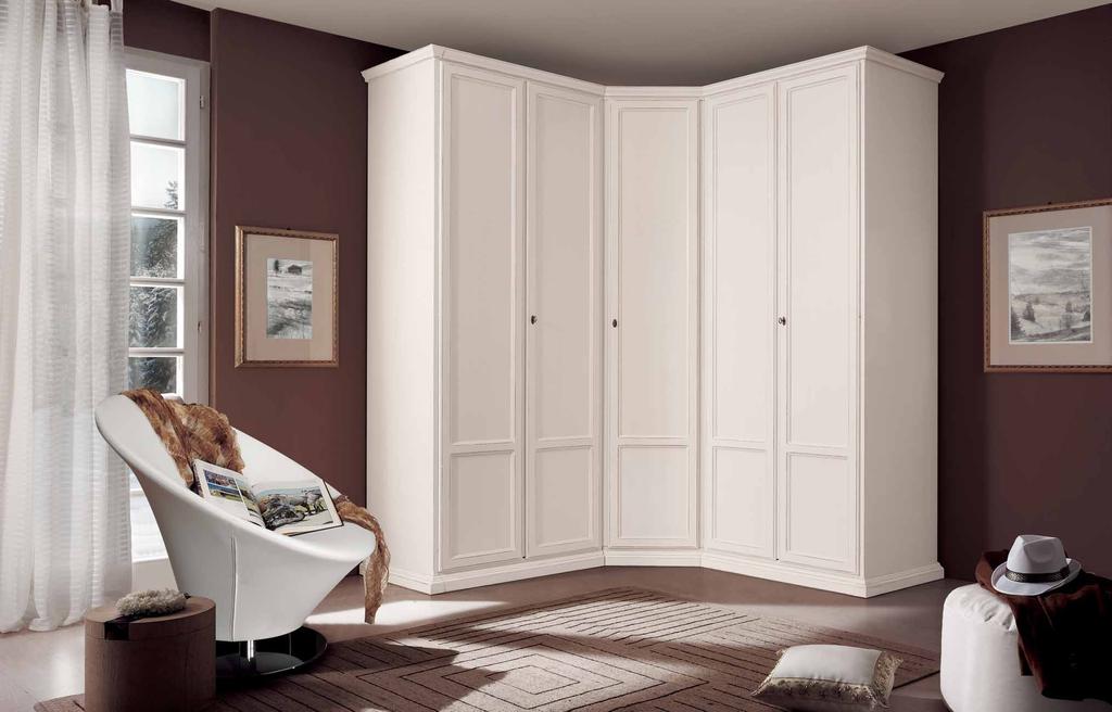 Art.3999/S Armadio ad angolo 1 anta laccato bianco. 1-door corner wardrobe white lacquered. cm. L. 199 x 199 - H.