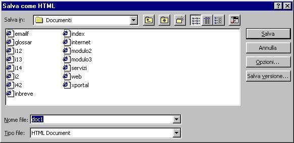 Esportazione dai prodotti Office Salva come HTML.