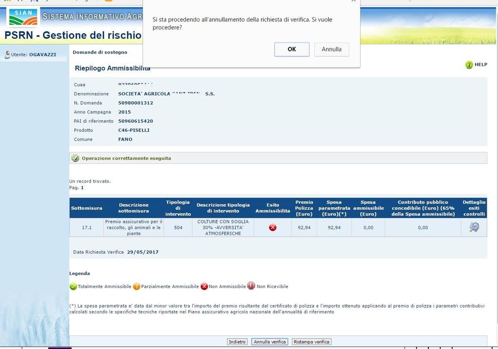 12-15 Una volta inserita la richiesta di verifica, la ricevuta prodotta in formato pdf sarà sempre riproducibile attraverso il tasto funzionale Ristampa verifica mentre, in un qualsiasi momento, sarà